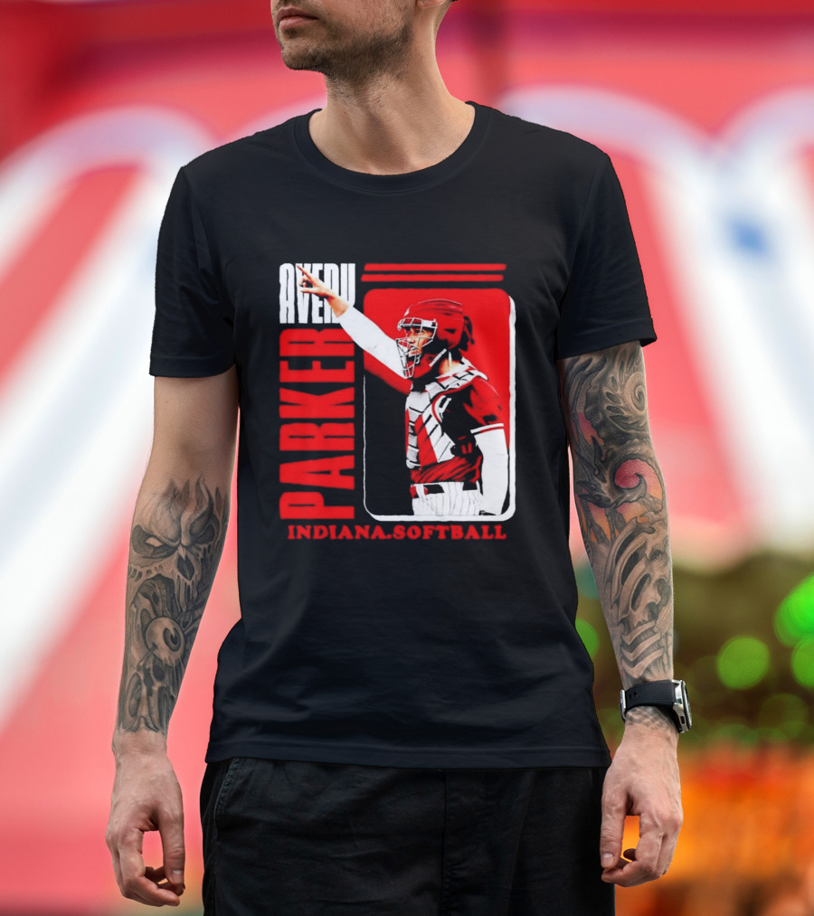 Avery Parker Indiana Softball Catcher Player Red And White Uniform T-Shirt