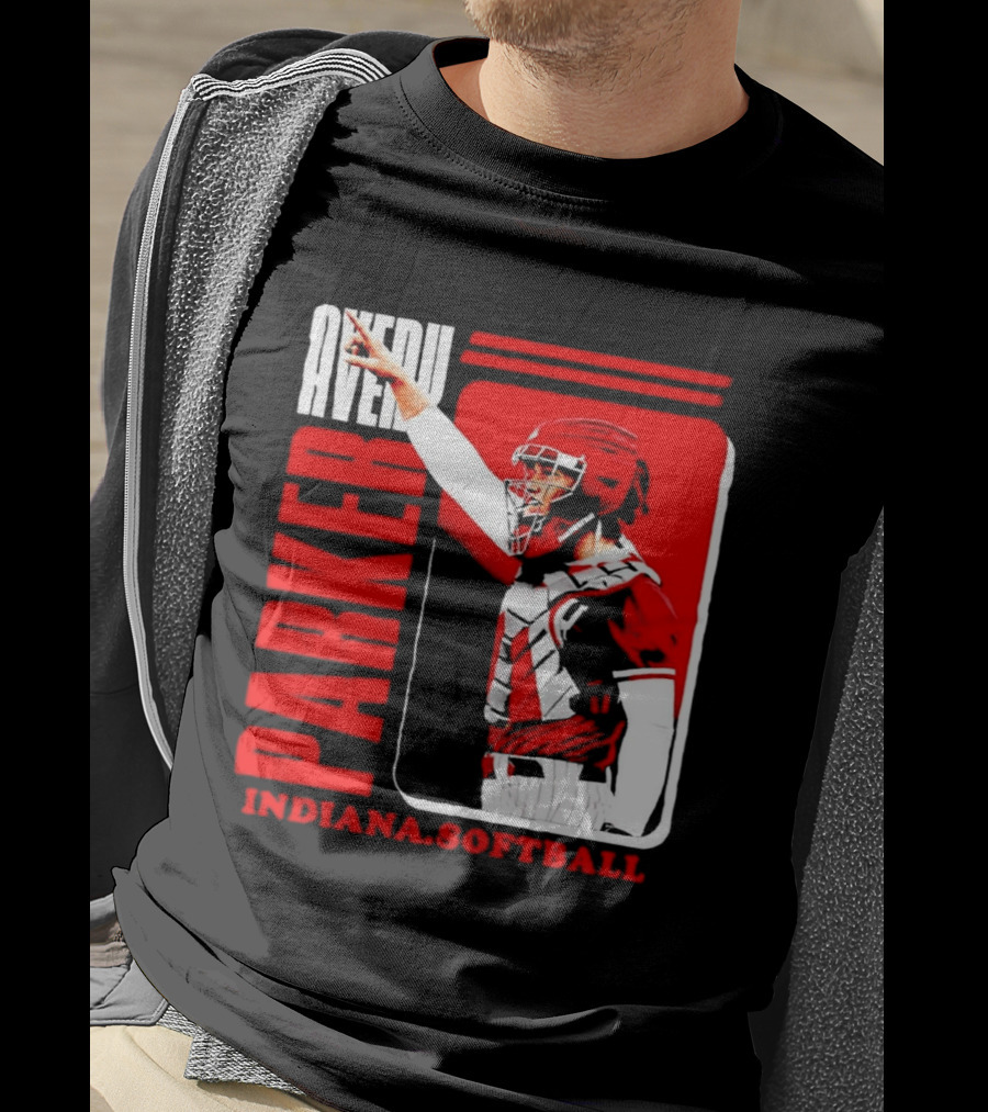 Avery Parker Indiana Softball Catcher Player Red And White Uniform T-Shirt