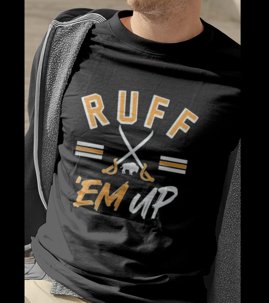 Buffalo Sabres Ruff 'Em Up Hockey Sticks And Buffalo T-Shirt