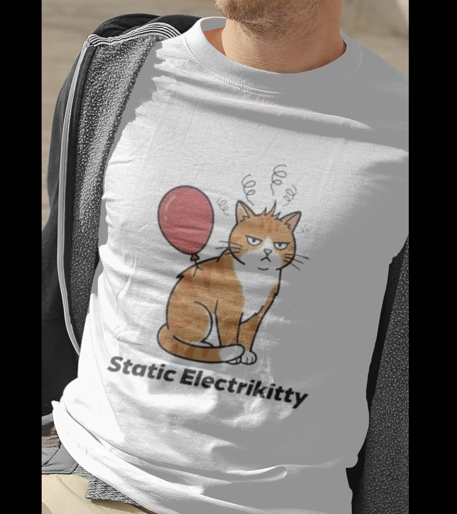 Static Electrikitty Cat With Balloon And Static Electricity T-Shirt