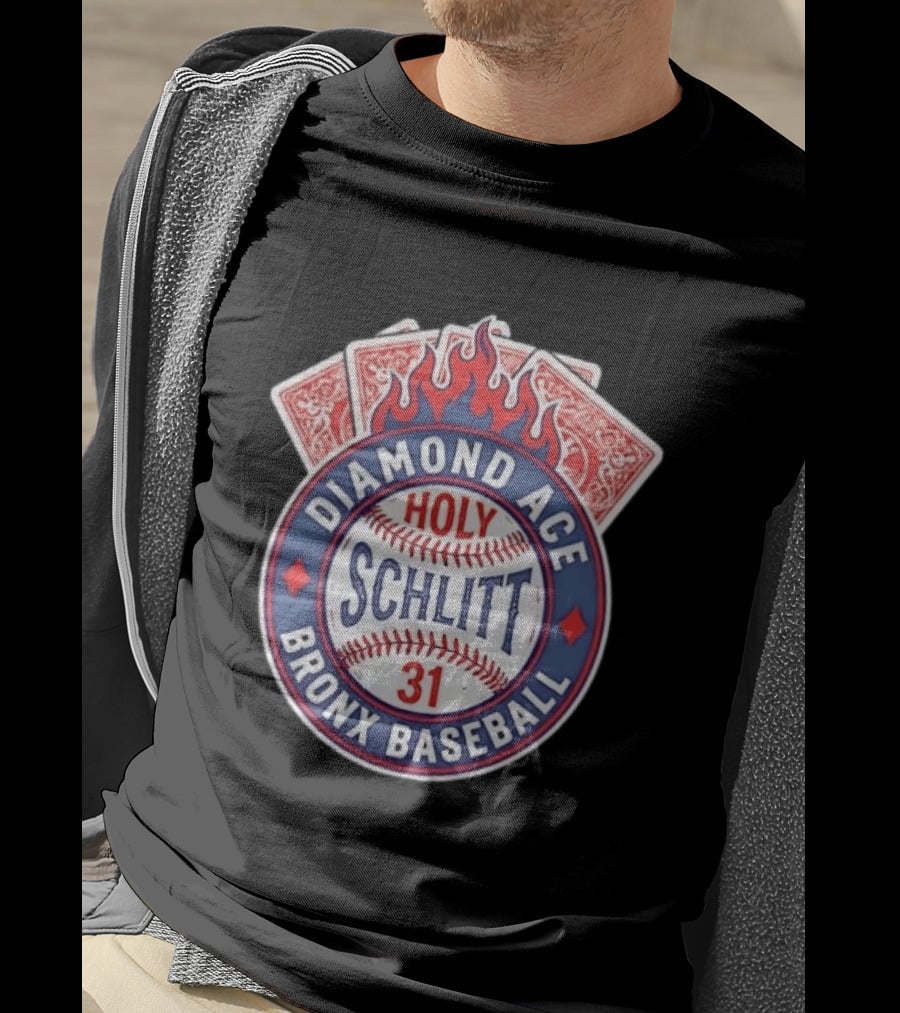Diamond Ace Holy Schlitt Bronx Baseball 31 Cards Flame T-Shirt