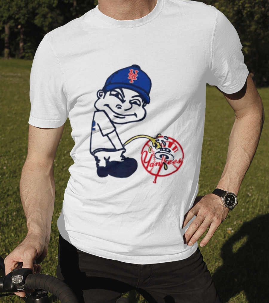 New York Mets Fans Rivalry Yankees Humorous Cartoon T-Shirt