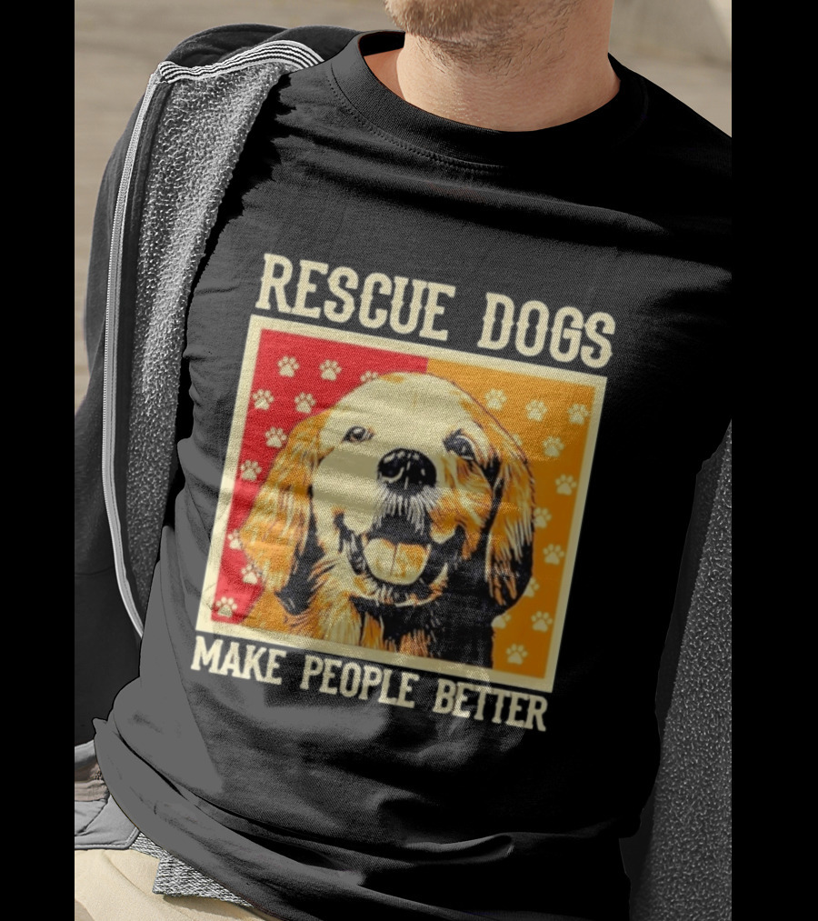 Rescue Dogs Make People Better Paw Print T-Shirt
