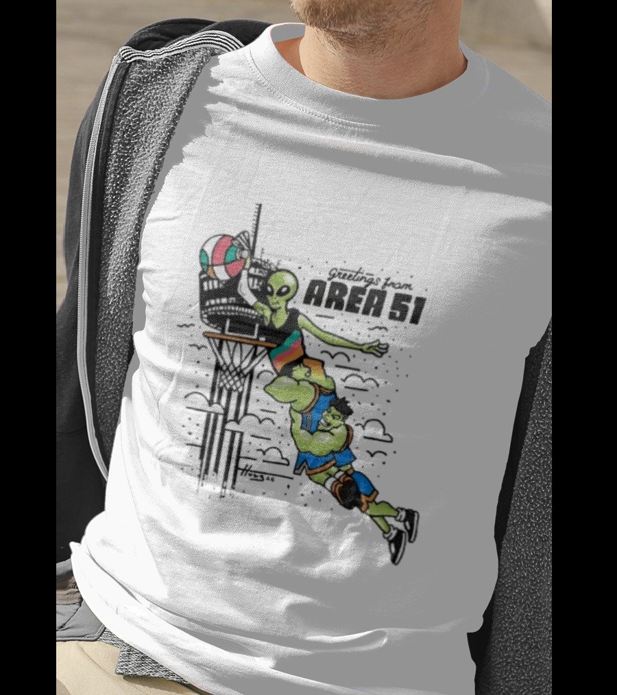 Victor Wembanyama Alien Greetings From Area 51 Basketball Dunk Scene T-Shirt