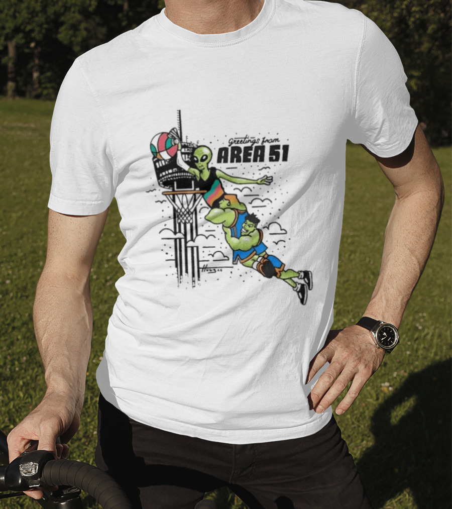Victor Wembanyama Alien Greetings From Area 51 Basketball Dunk Scene T-Shirt