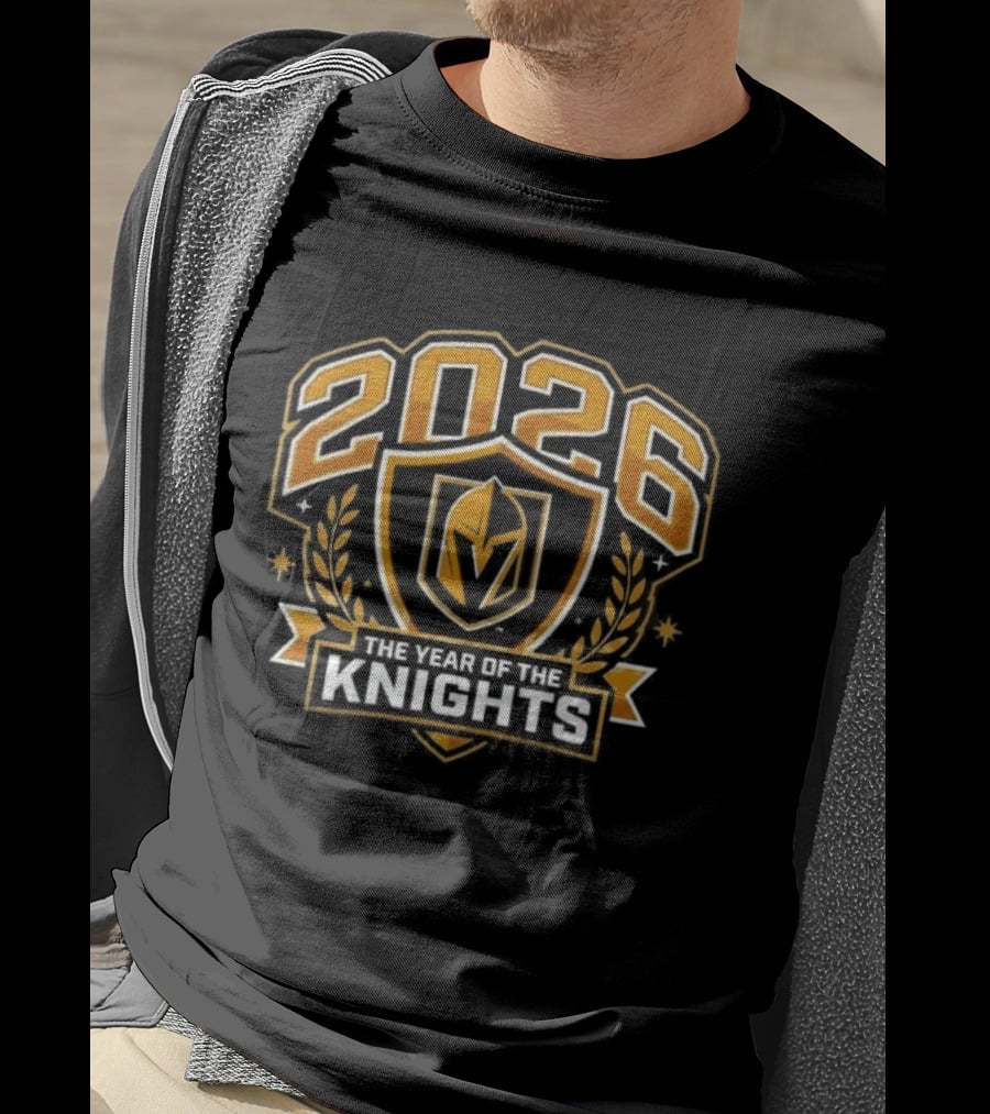 2026 Vegas Golden Knights The Year Of The Knights Vintage Shield T-Shirt