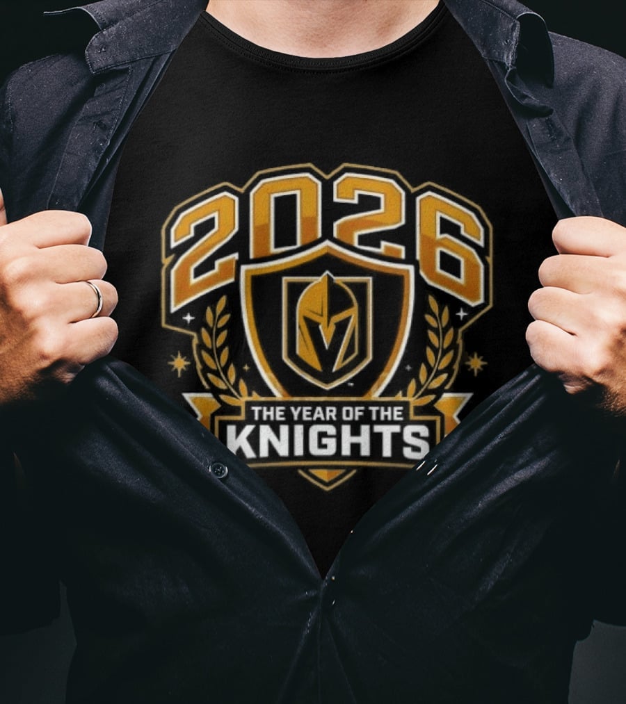 2026 Vegas Golden Knights The Year Of The Knights Vintage Shield T-Shirt