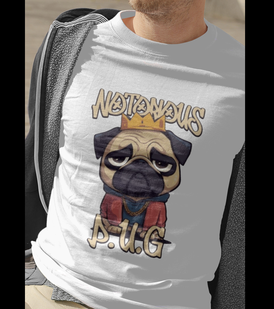 Notorious Pug Iconic Crowned Cartoon 90s Rap T-Shirt