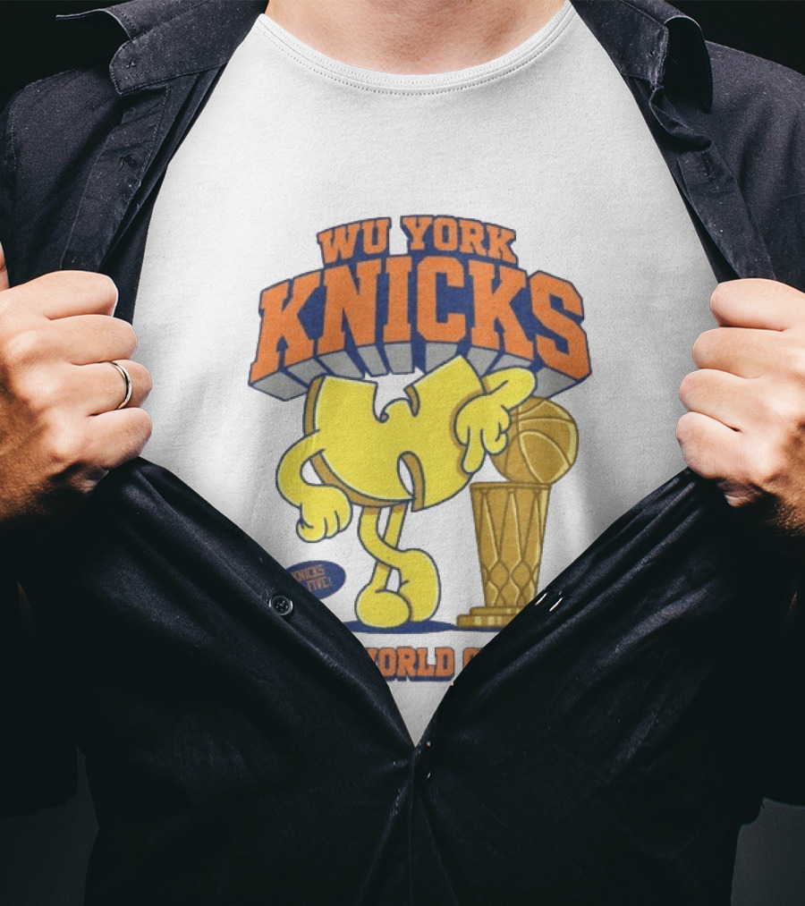 Wu York Knicks 2026 World Champs Knicks In Five Basketball Trophy T-Shirt