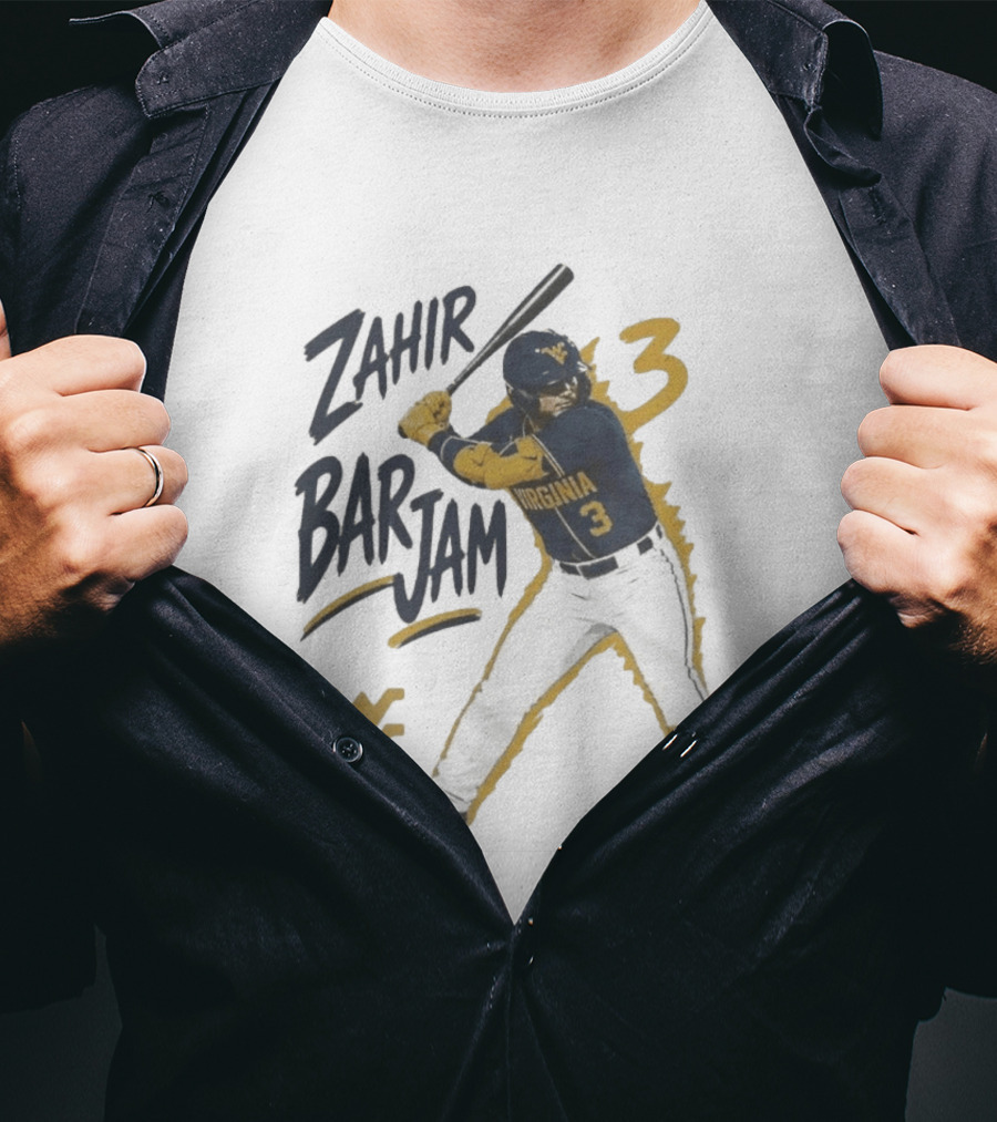 Zahir Barjam West Virginia Baseball Number 3 Sports Fan T-Shirt