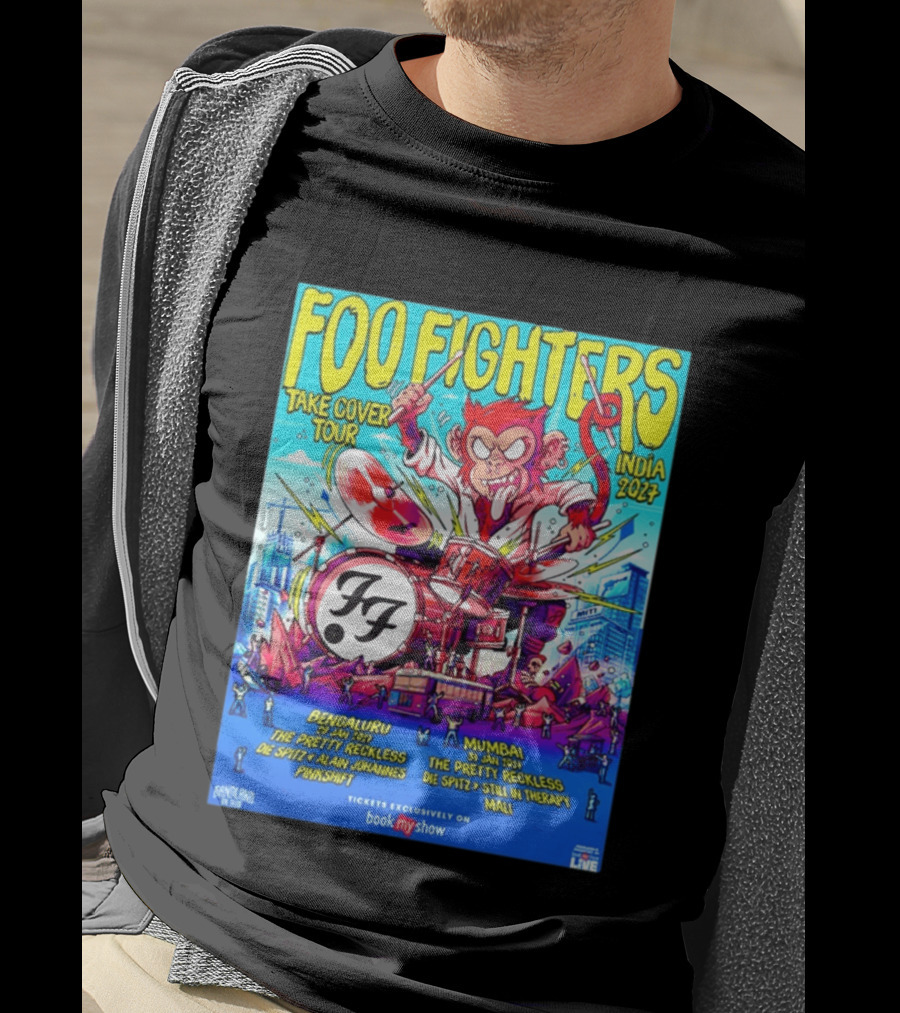 Foo Fighters Take Cover Tour India 2027 Bengaluru Mumbai The Pretty Reckless Die Spitz Alain Johannes Punkshit Still In Therapy Mali January 29 31 T-Shirt