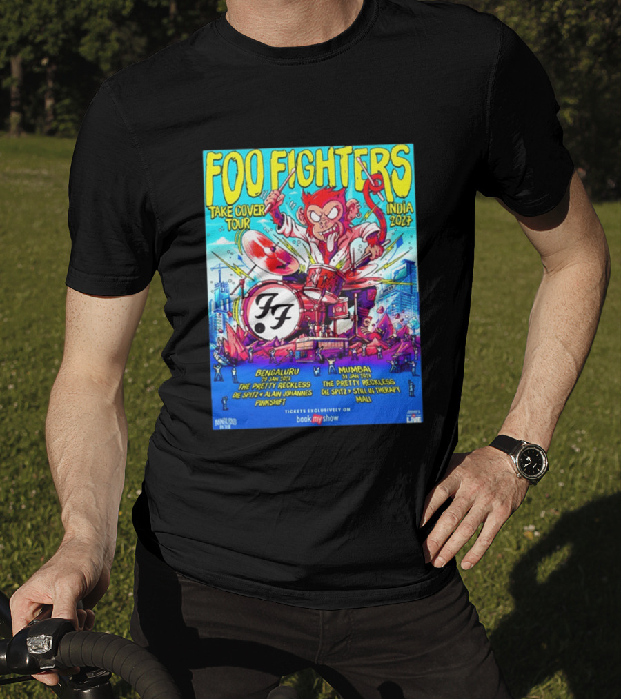 Foo Fighters Take Cover Tour India 2027 Bengaluru Mumbai The Pretty Reckless Die Spitz Alain Johannes Punkshit Still In Therapy Mali January 29 31 T-Shirt