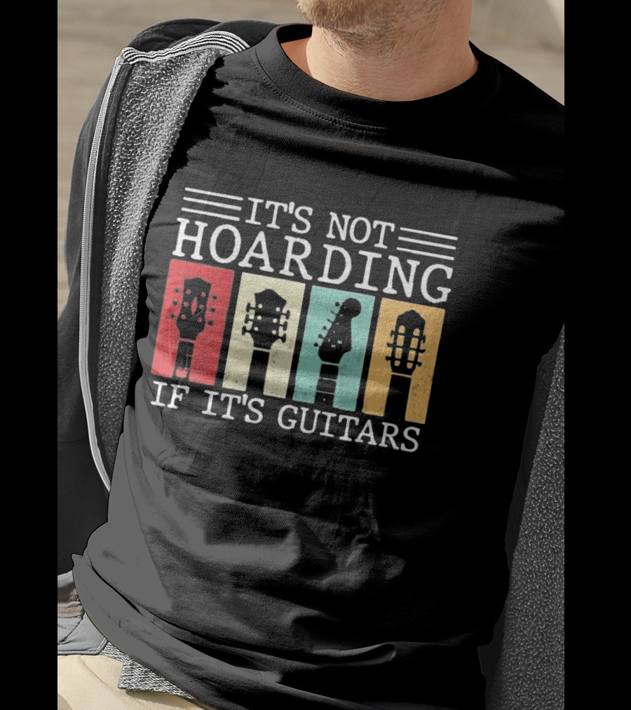It's Not Hoarding If It's Guitars Headstock Collage T-Shirt