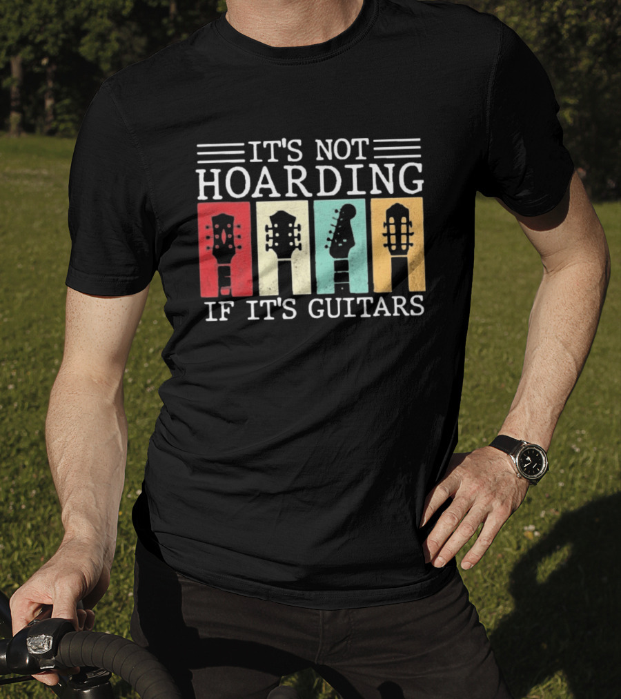 It's Not Hoarding If It's Guitars Headstock Collage T-Shirt
