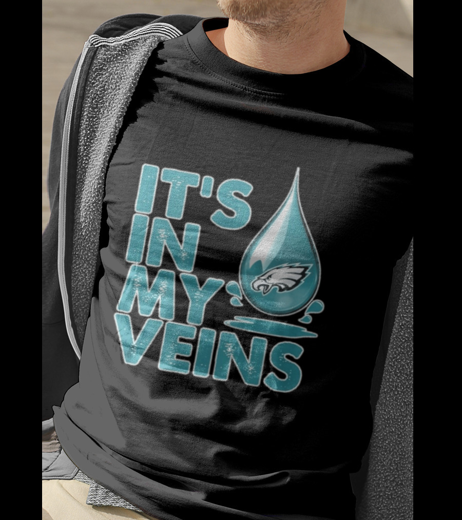 Philadelphia Eagles It's In My Veins Dripping Logo Fan Pride T-Shirt