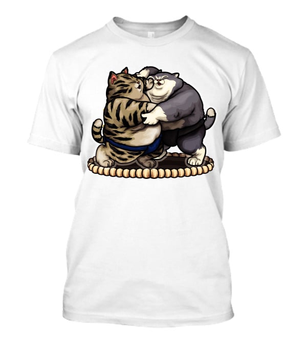 Sumo Wrestling Cats Battling In Traditional Ring T-Shirt
