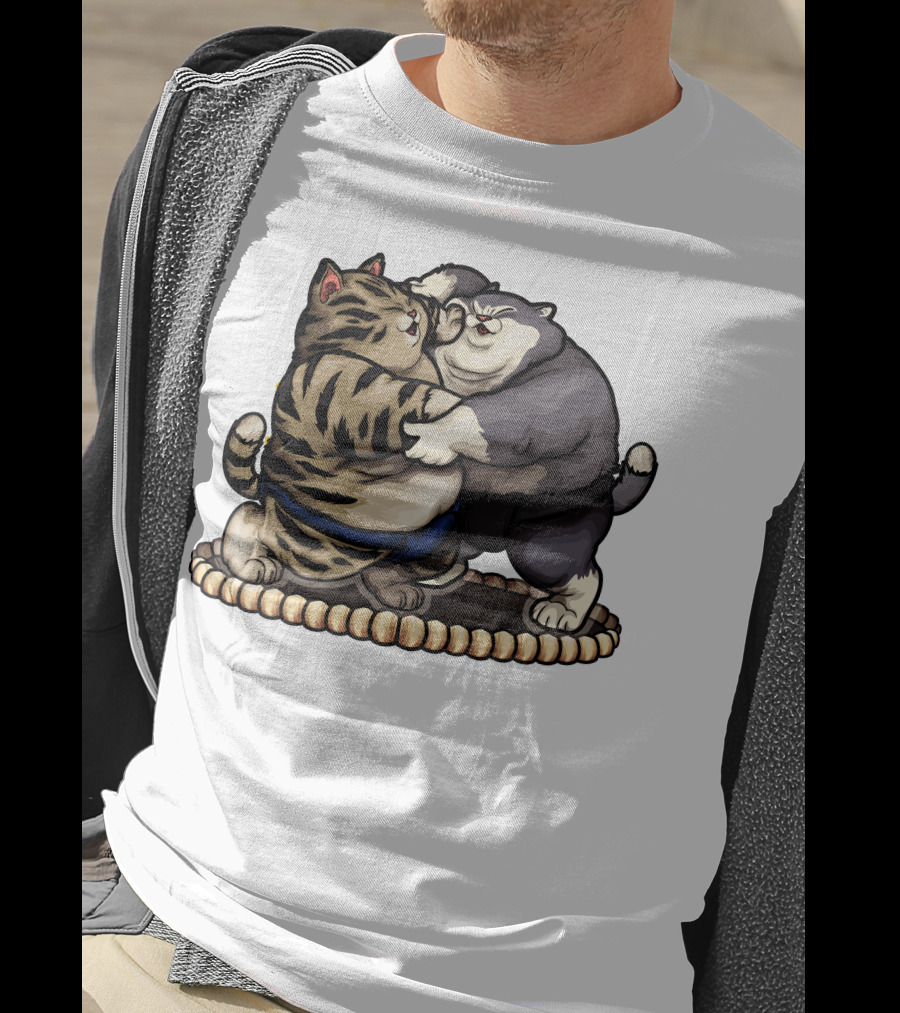 Sumo Wrestling Cats Battling In Traditional Ring T-Shirt