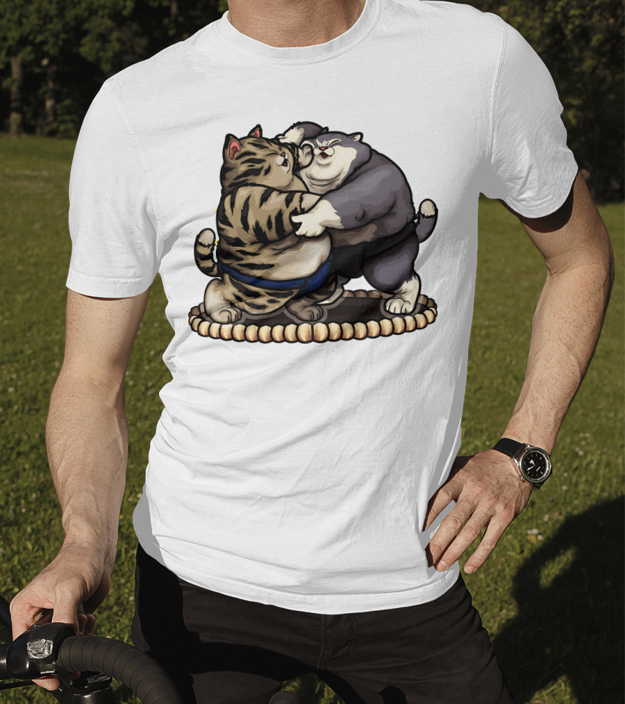 Sumo Wrestling Cats Battling In Traditional Ring T-Shirt