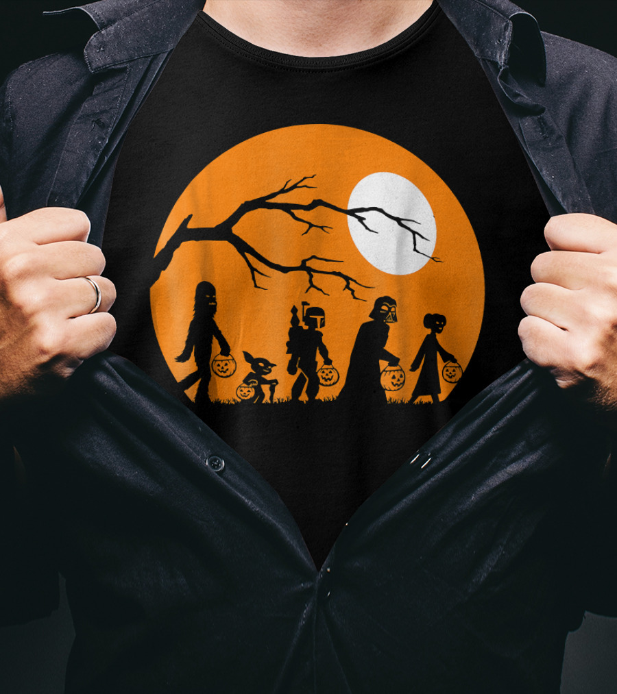Shop Halloween Online Trick Or Treat Sci-Fi Silhouettes Moon T-Shirt