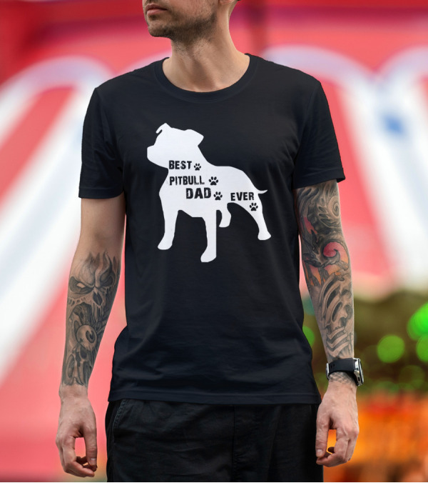 Premium T-Shirt: Best Pitbull Dog Dad Ever Paw Prints T-Shirt Best Pitbull Dog Dad Ever Paw Prints T-Shirt