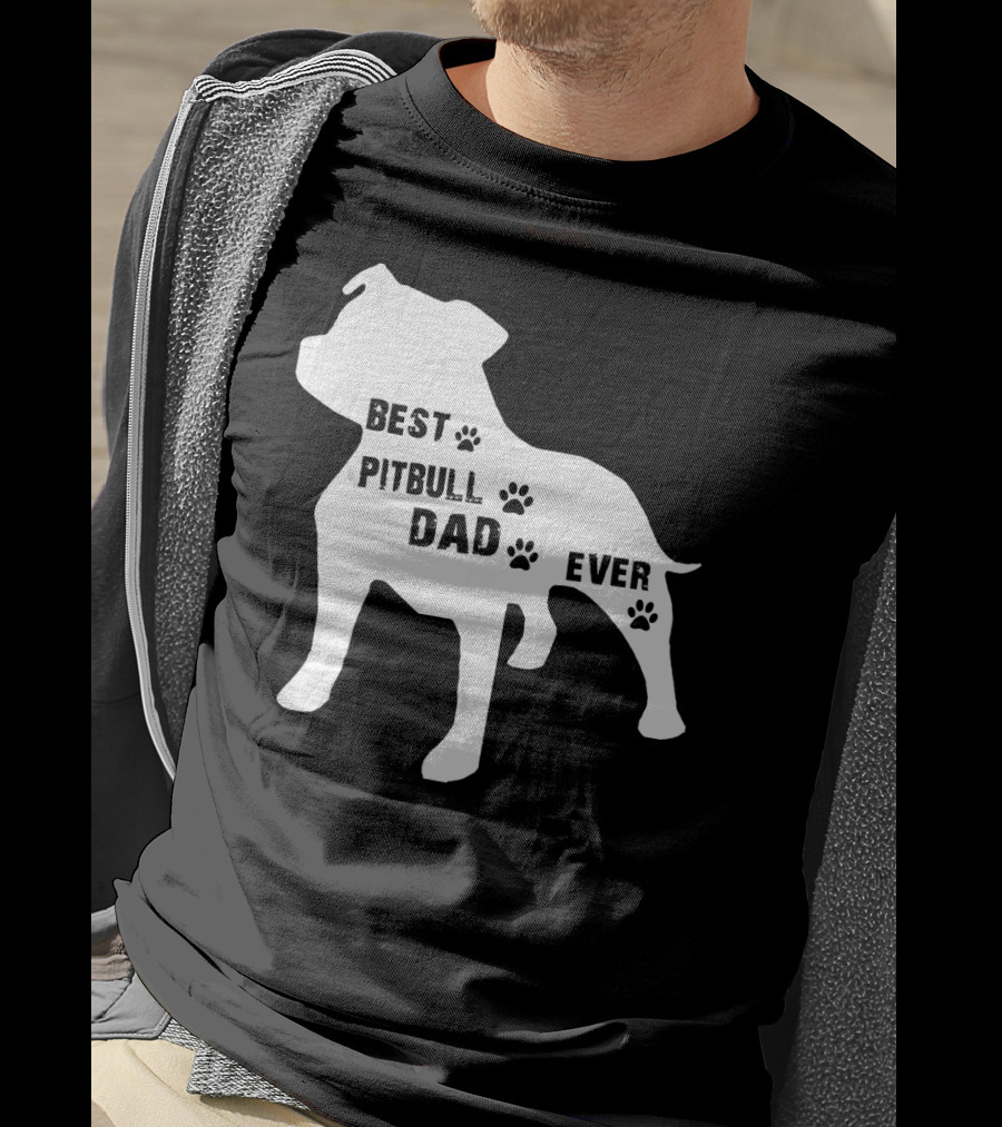 Best Pitbull Dog Dad Ever Paw Prints T-Shirt