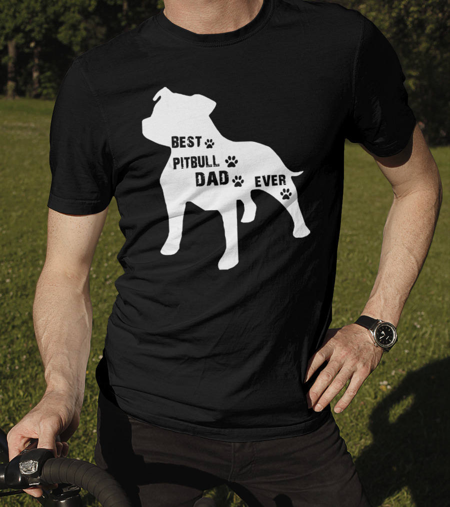 Best Pitbull Dog Dad Ever Paw Prints T-Shirt