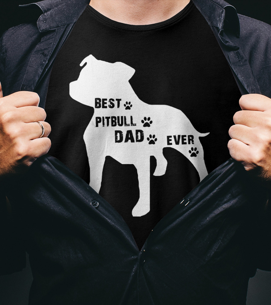 Best Pitbull Dog Dad Ever Paw Prints T-Shirt