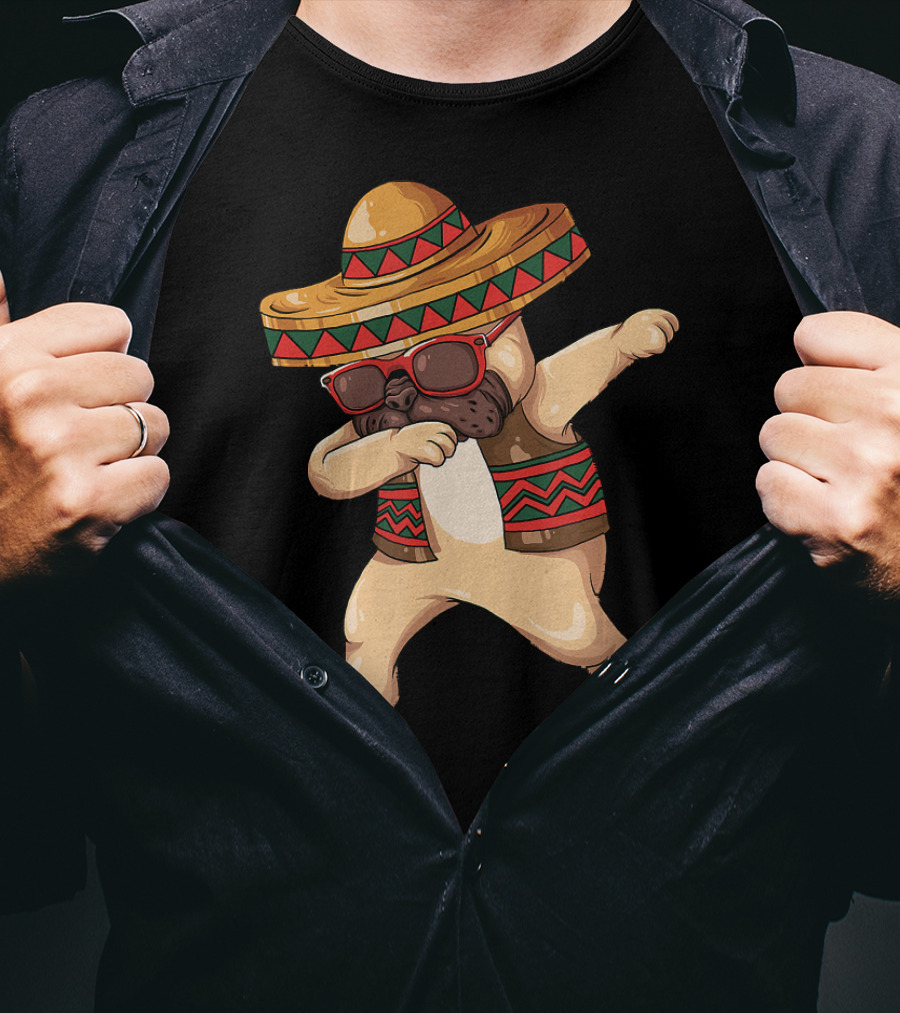 Cinco De Mayo Fiesta Dabbing Pug Dog Dab Boys Celebrating T-Shirt