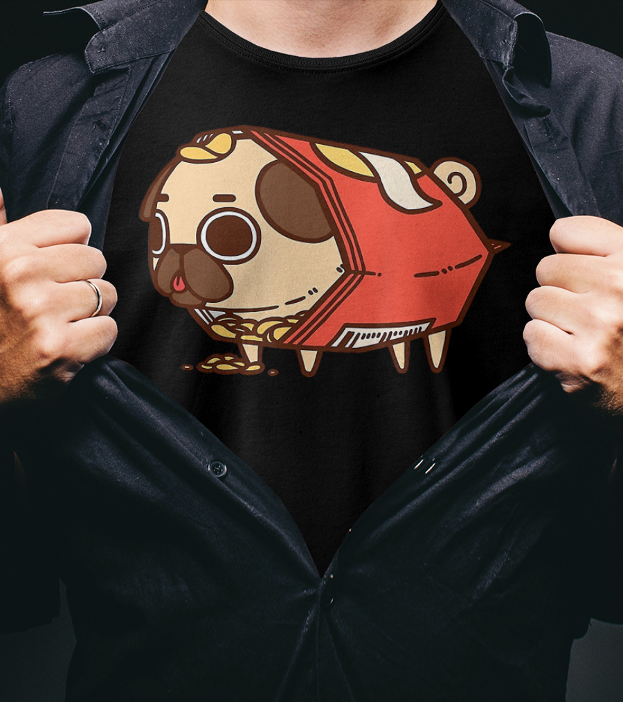 Puglie Dog In Chips Bag Funny Pug Love Food Birthday T-Shirt