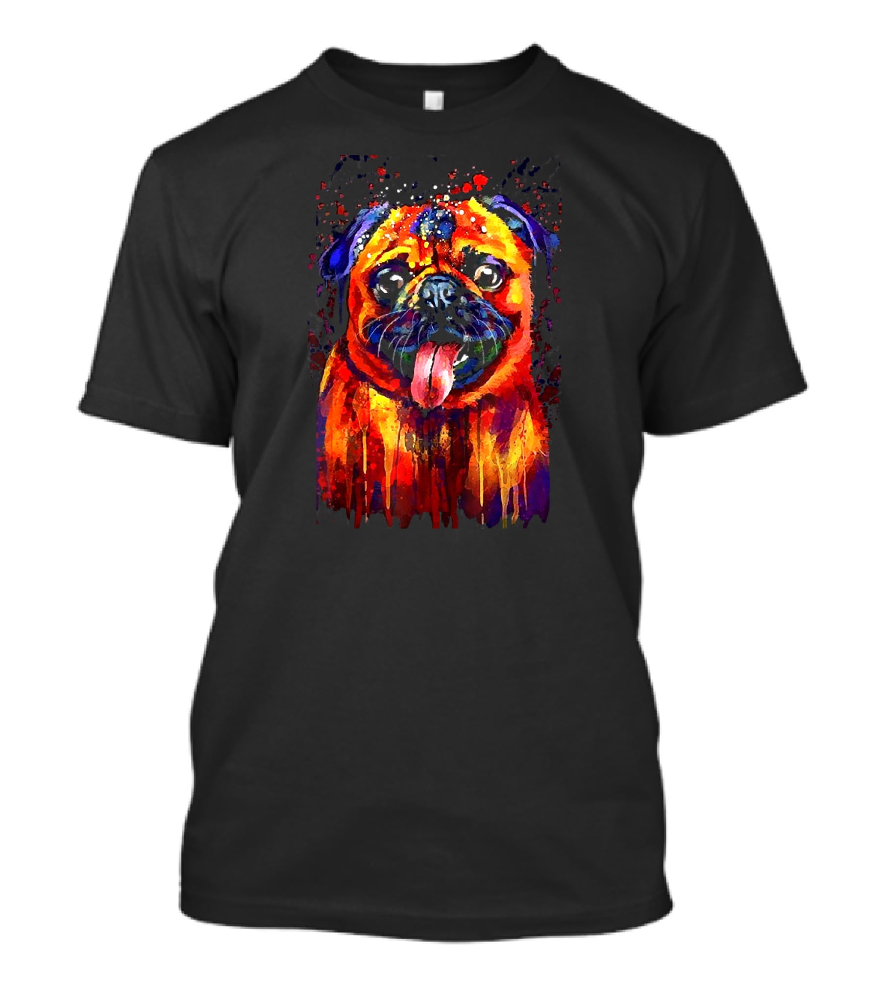 Vibrant Watercolor Pug Design For Enthusiasts T-Shirt