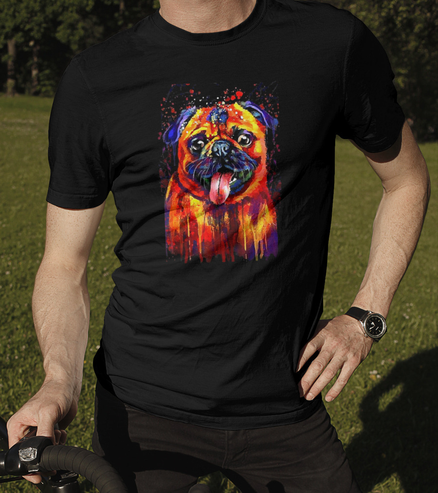 Vibrant Watercolor Pug Design For Enthusiasts T-Shirt