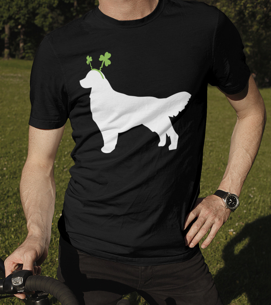 Golden Retriever Shamrock Antlers St Patricks Day Dog T-Shirt