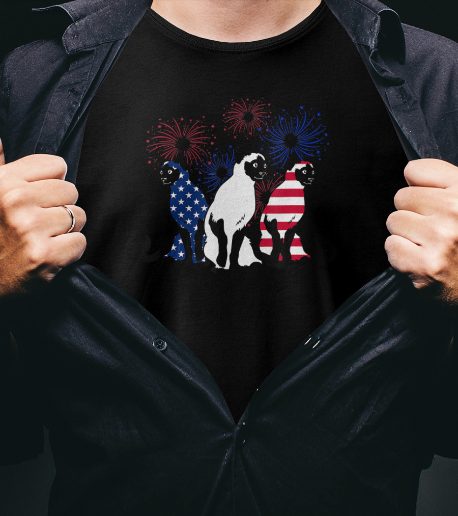 American Independence Day Siamese Cats With Patriotic Fireworks T-Shirt