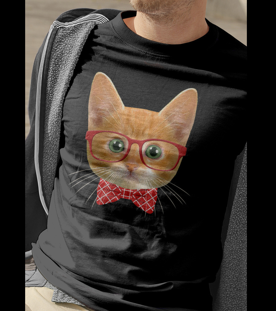 Tabby Cat Lover Orange Hipster Glasses Kitty Mama T-Shirt