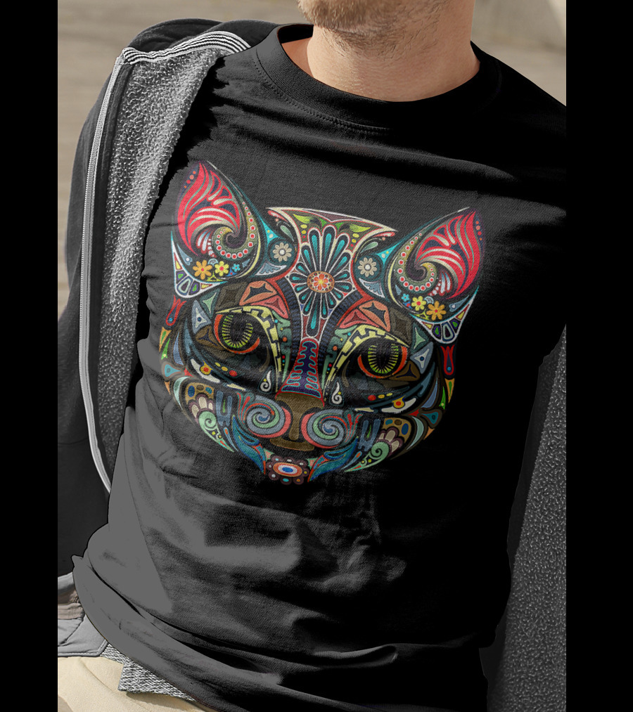 Awsome Cat Lovely Cat Intricate Vibrant Cat Face T-Shirt