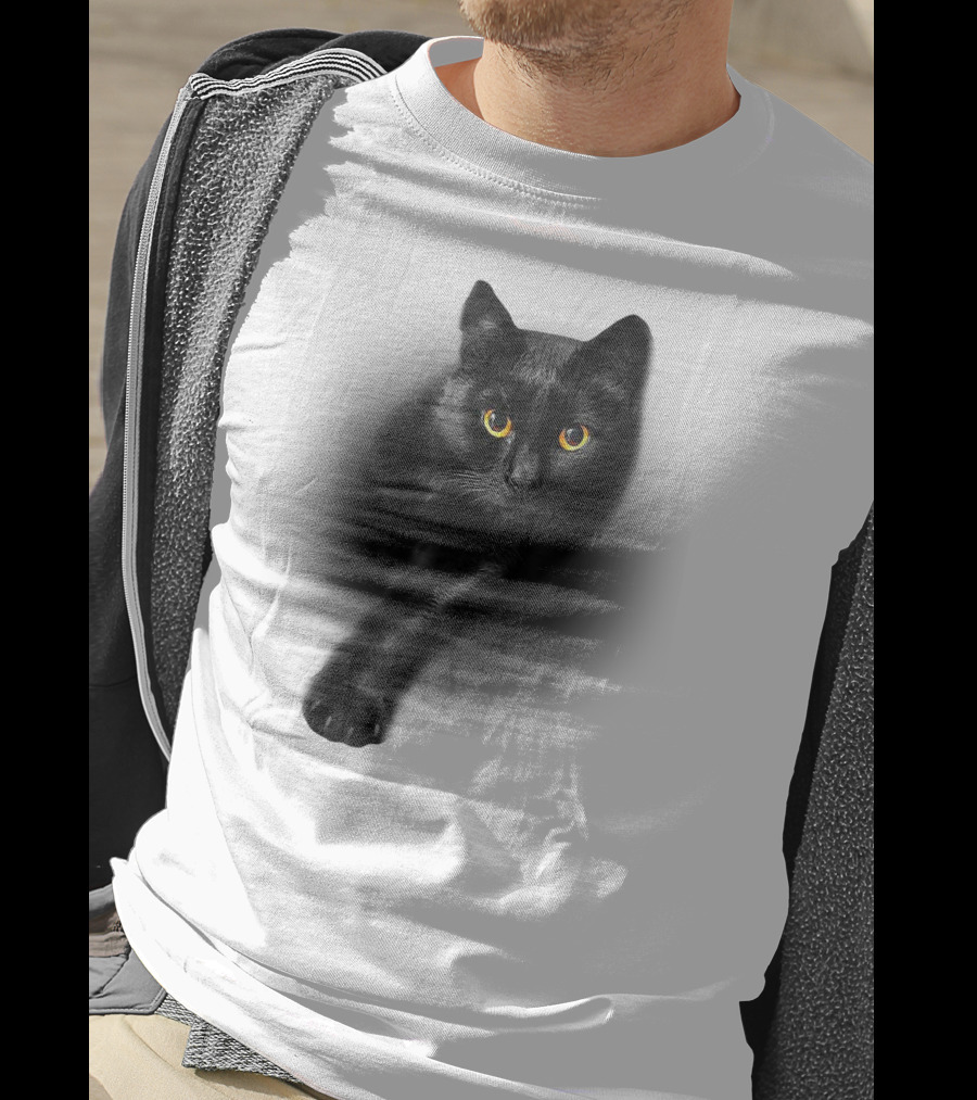 Black Cat Yellow Eyes Cats Iconic Feline Expression T-Shirt