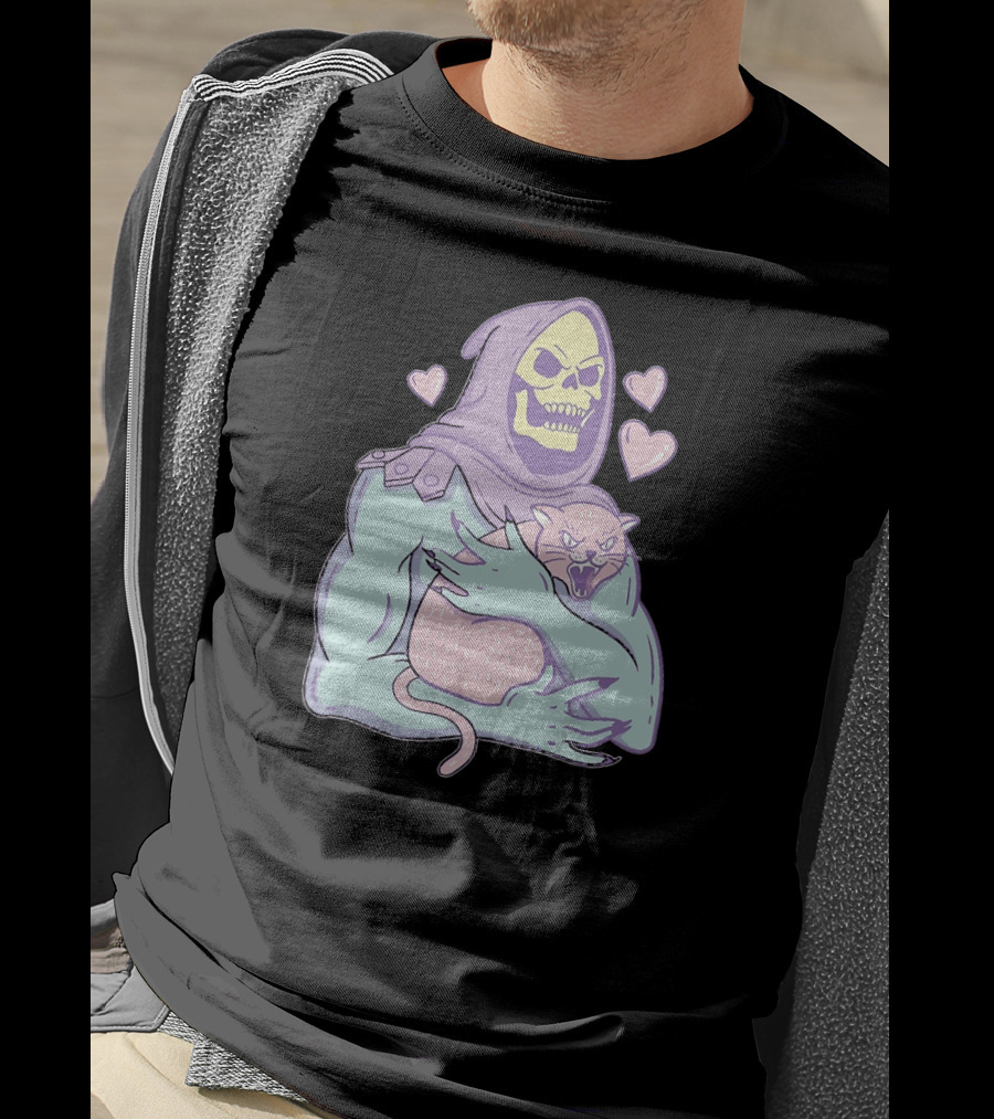 Bones Love Cat Cool Hearts Emojii T-Shirt