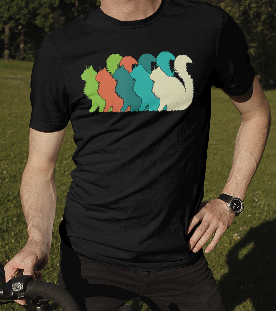 Cat Silhouettes For The Love Of Cats Womens Girls Cat Lover T-Shirt