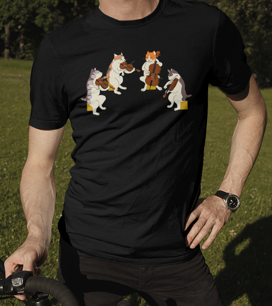 Playful Cats Orchestra Violin Cello Music Cat Lover T-Shirt
