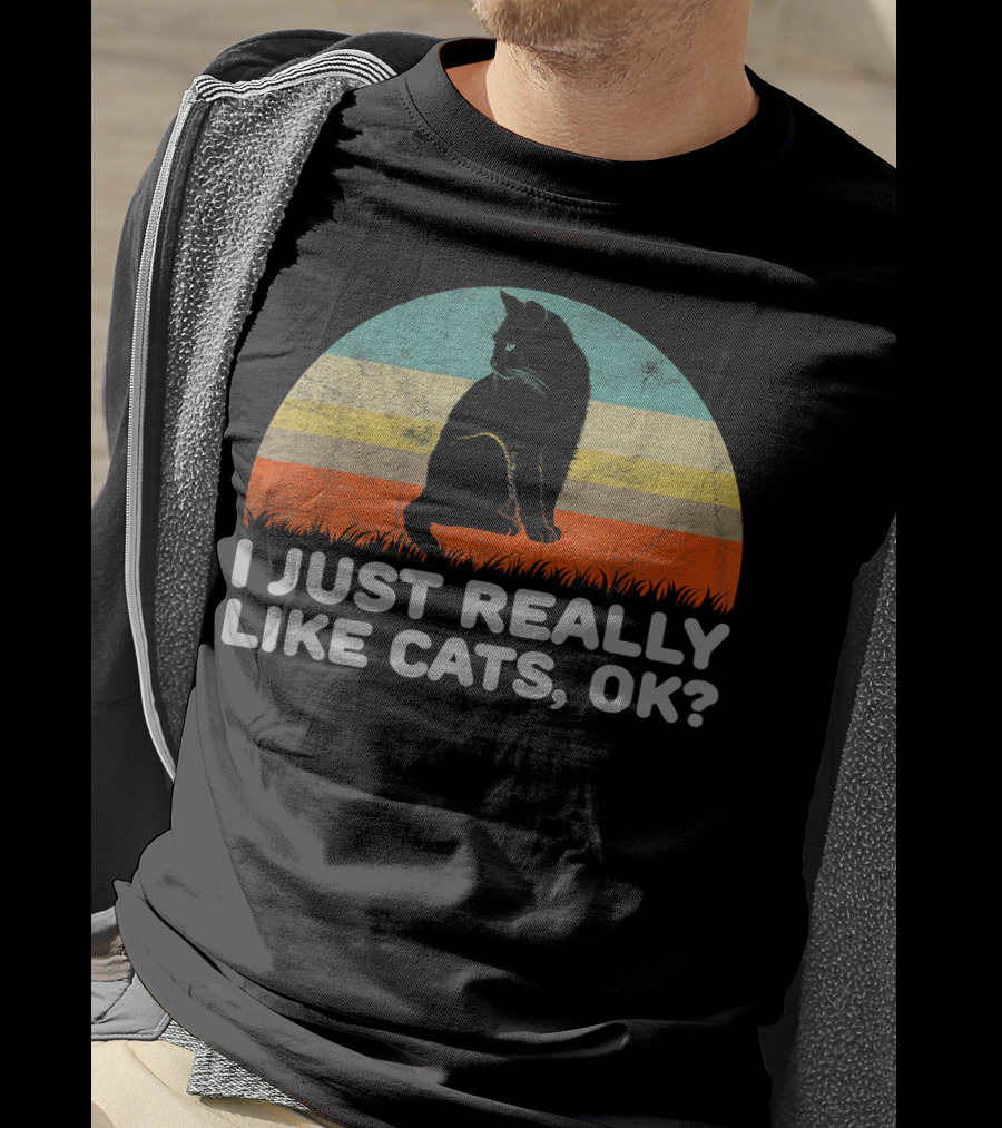 I Just Really Like Cats OK Retro T-Shirt