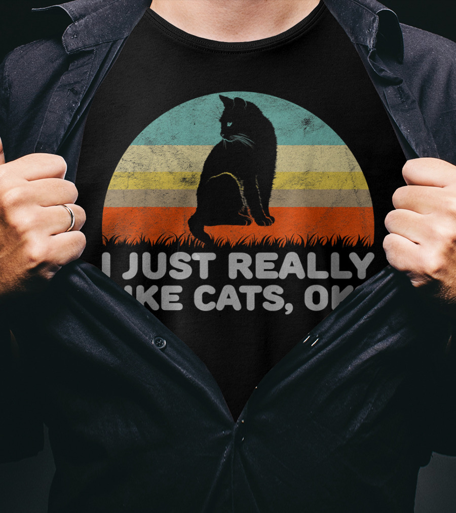 I Just Really Like Cats OK Retro T-Shirt