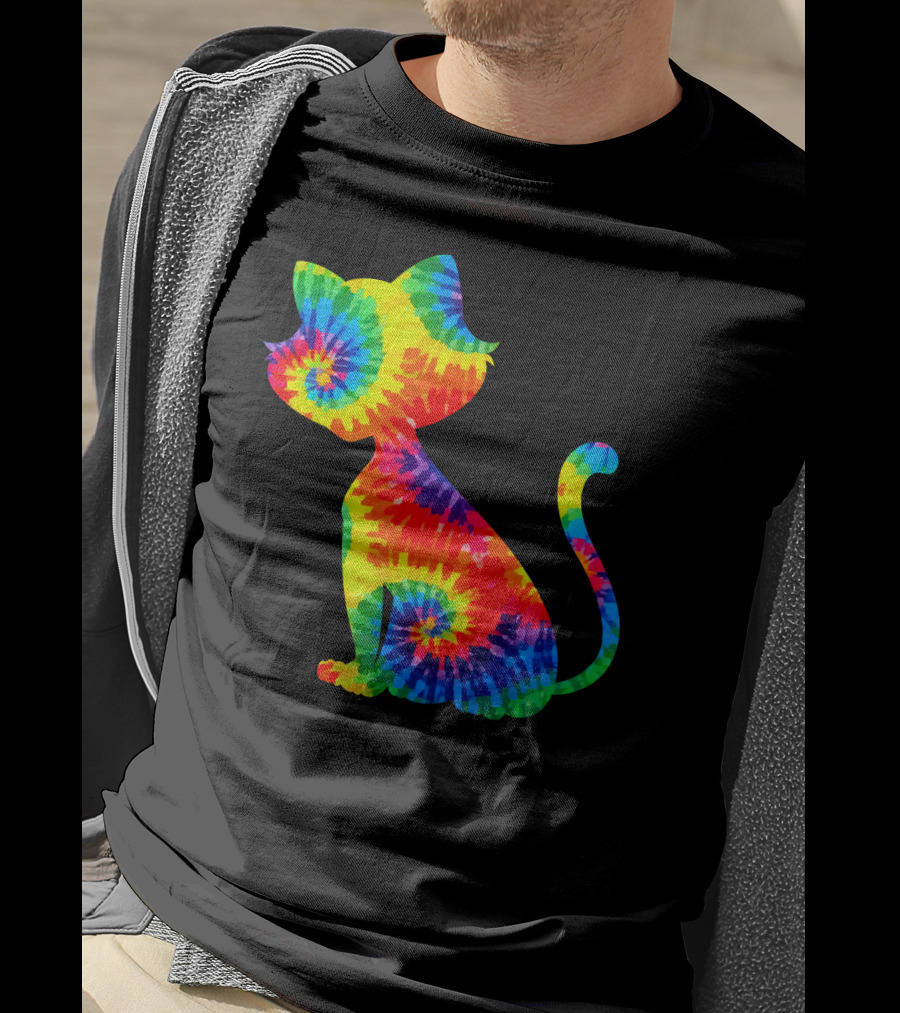 Tie Dye Colorful Kitten Cat Spiral T-Shirt