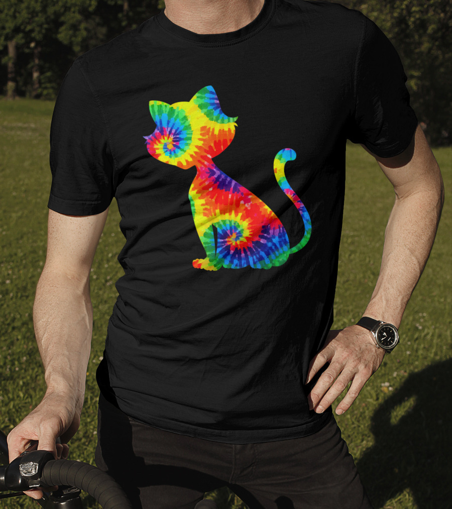 Tie Dye Colorful Kitten Cat Spiral T-Shirt