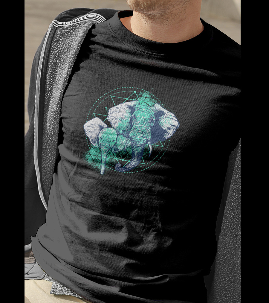 Magic Elephant Geometric Triangles T-Shirt