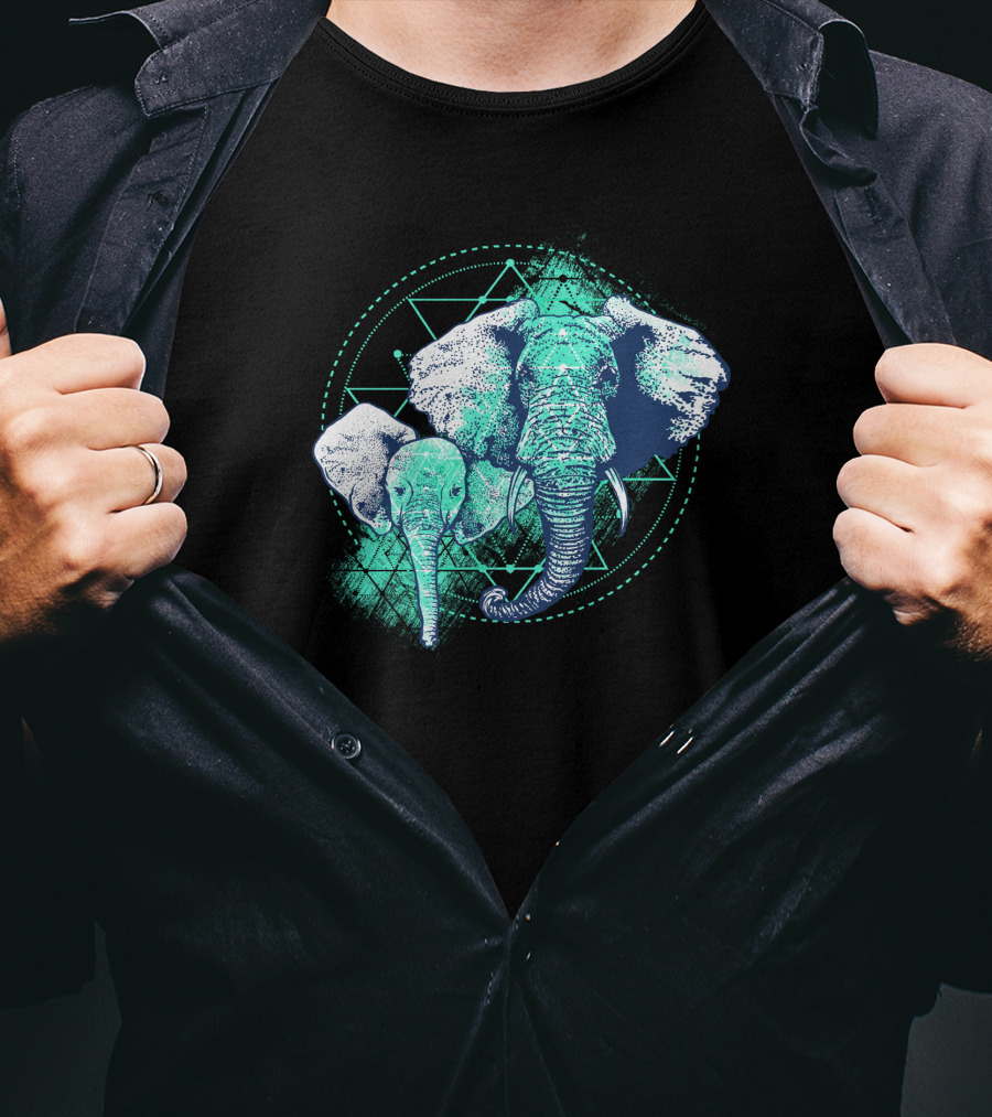 Magic Elephant Geometric Triangles T-Shirt