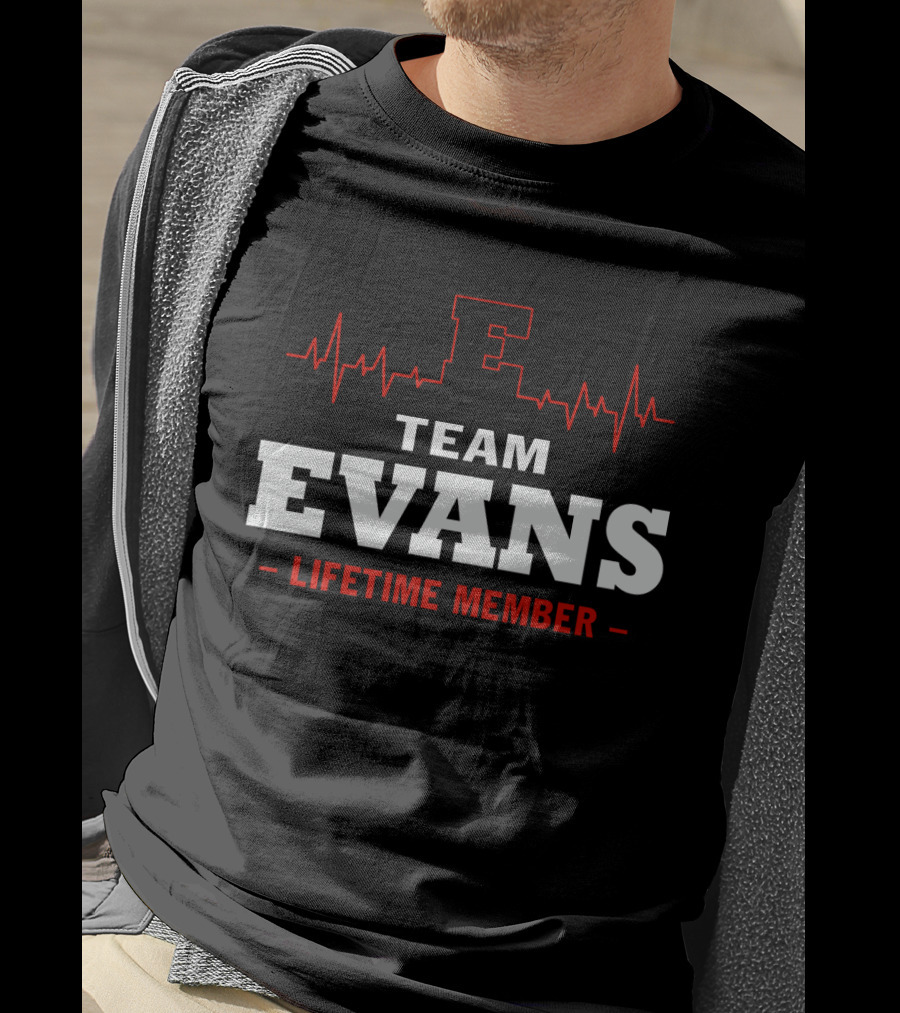 Team Evans Lifetime Member EKG Heartbeat T-Shirt