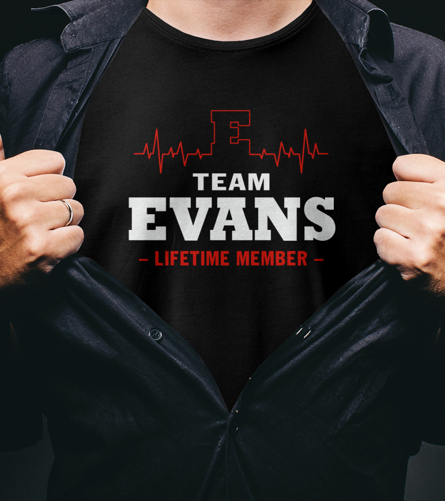 Team Evans Lifetime Member EKG Heartbeat T-Shirt