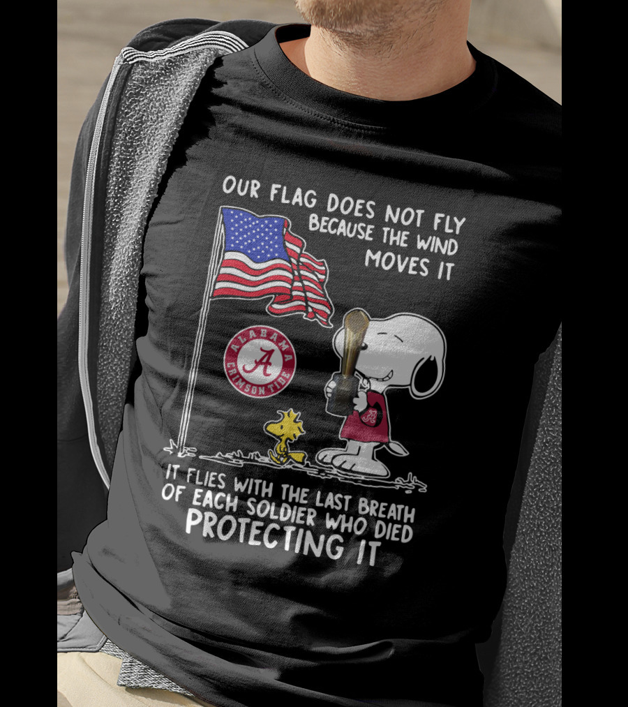 Alabama Crimson Tide Snoopy Woodstock Flag Tribute Soldier Sacrifice T-Shirt