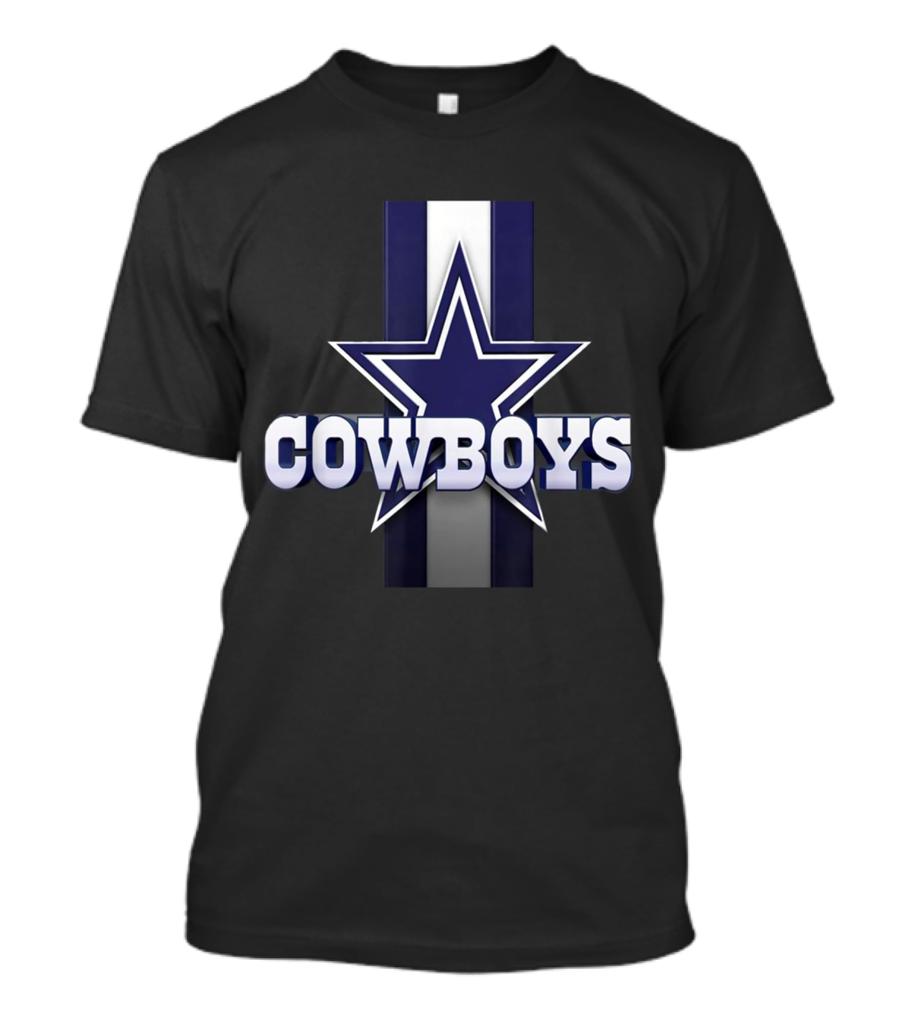 Dallas Cowboys Star Logo With Blue And White Stripe Background T-Shirt