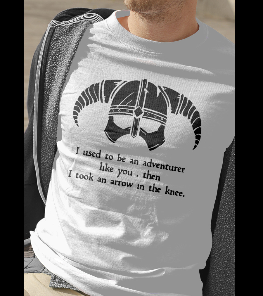 Jonesyspacecat I Used To Be An Adventurer Like You Then I Took An Arrow In The Knee Helmet T-Shirt